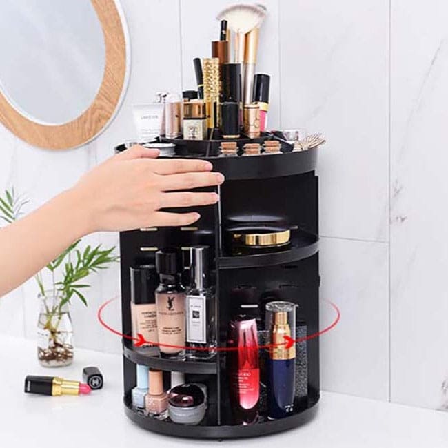 Nordic Rotating Cosmetic Organizer, Large Capacity Cosmetic Storage Rack, Multifunction Detachable Makeup Organizer, Adjustable Makeup Carousel Spinning Holder Rack,  Large Capacity Cosmetics Storage Box, Cosmetic Vanity Shelf