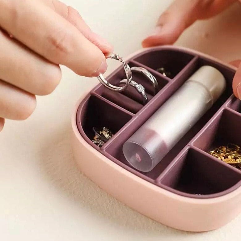 Mini Jewellery Box. Square Stud Earrings Box, Portable Small Travel Jewellery Storage Box, Women Girl Portable Earrings Ring Necklace Jewellery Case Organizer, Jewellery Organizer With Mirror, Earrings Lipstick Ring Storage Case