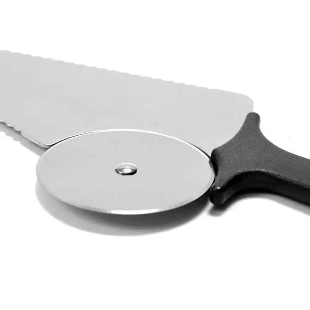 2 In 1 Cake Pizza Cutter, Multifunction Roller Pizza Spatula Cake Spatula, Pizza Cutter Wheel for Cake Pizza Pies Kitchen, Cake Bread Round Knife, Stainless Steel Cake Pie Pizza Server Slicer