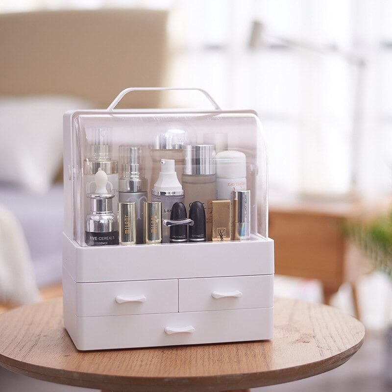 Creative Drawer Type Cosmetics Storage Box With Cover, Dust-Proof Skin Care Products Rack Dressing Table Desktop Finishing Box, Multi-layer Drawer Makeup Organizer, Cosmetic Cotton Swab Container