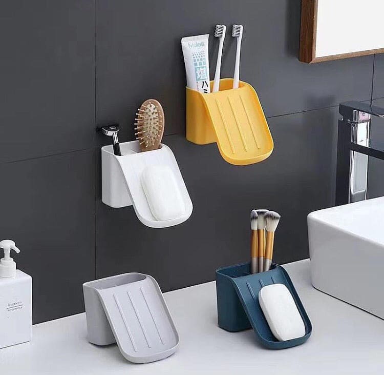 Multifunctional Soap Holder, Self adhesive Holder With Base Suction Cup, Slide Soap Holder