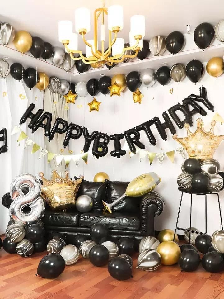 Luxury Black Marble Happy Anniversary / Birthday Balloons Deal, Happy Anniversary / Birthday Deal, Party Supplies