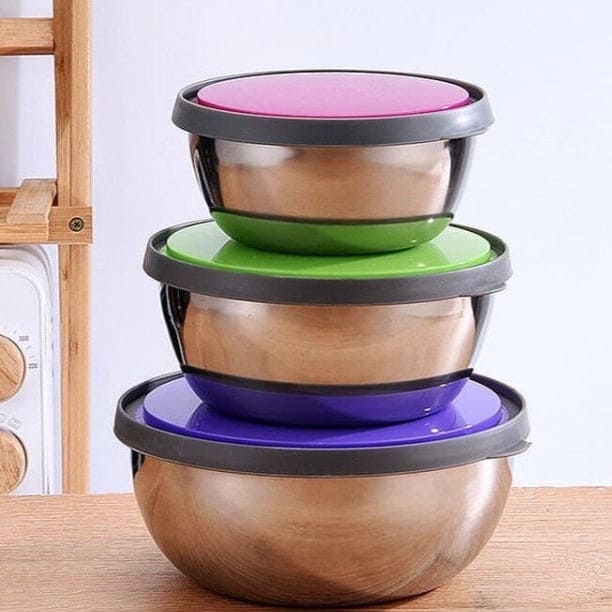 Set of 3 Stainless Steel Mixing Bowl, Noodle Bowl, Food Container