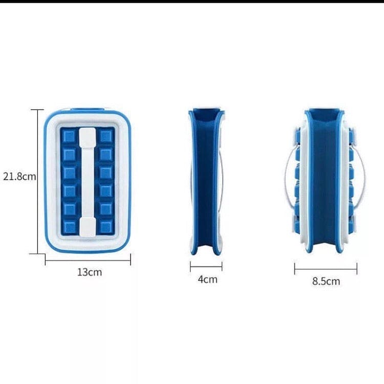 2 In 1 Folding Ice Tray, Blue Folding Ice Box, Silicone Ice Lattice Mold Water Bottle