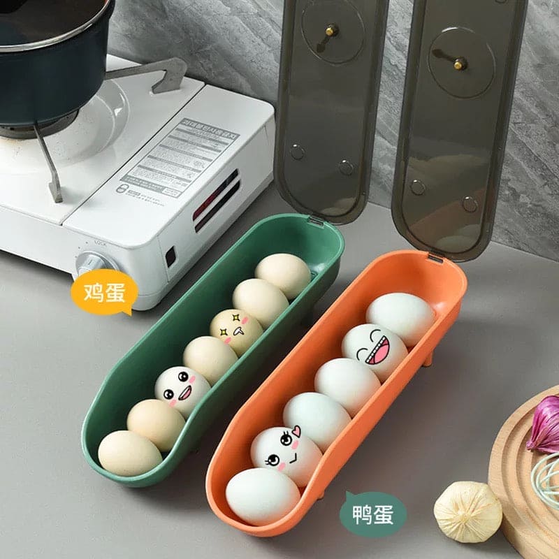 Durable Egg Storage Box, Anti Slip Large Capacity Egg Fresh Preservation Container, Stackable Egg Tray, Safe Sliding Egg Box