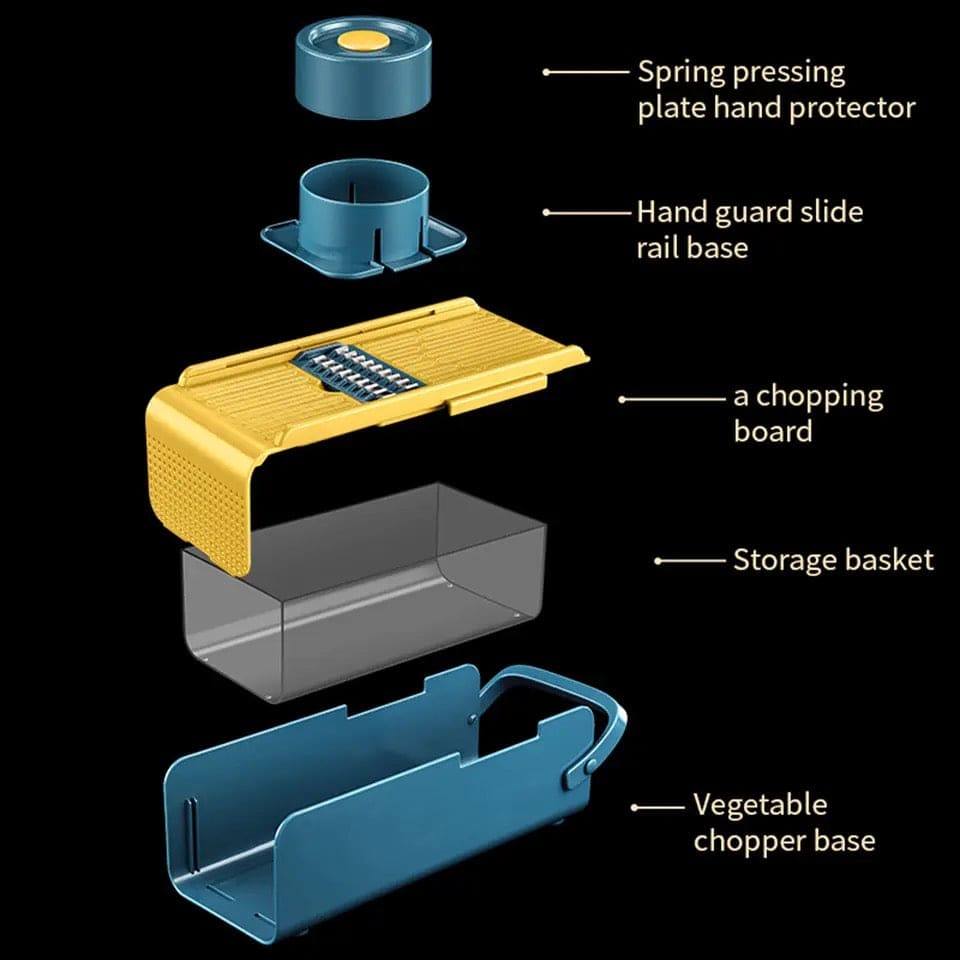 Hand Press Vegetable Cutter, Multifunctional Vegetable Slicer, Fruit Vegetable Peelar, Household Vegetable Cutter, Adjustable Slicer With Container, Cooking Kitchen Household Tool