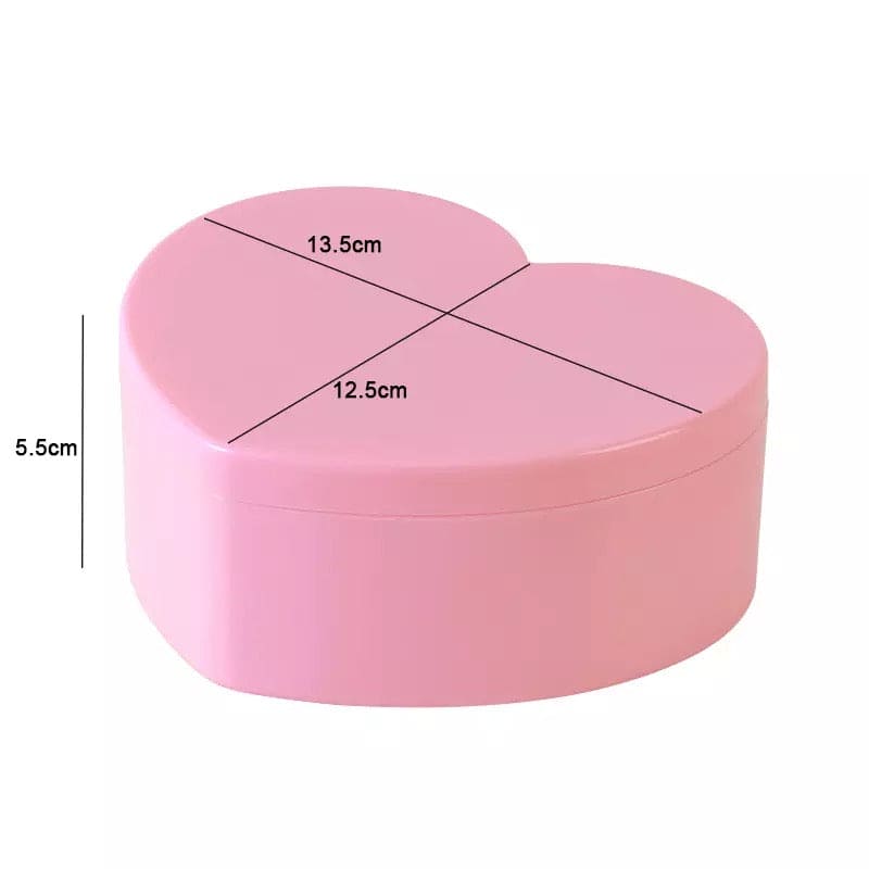 Mini Heart Jewelry Box, Love Shape Jewelry Box, Display Earrings Ring Jewelry Case Box, Double Layer Jewelry Organizer With Mirror, Pink Girl Heart Storage Box