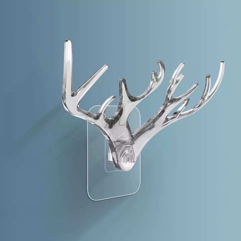 Set Of 3 Crystal Deer Antler Hook, Crystal Clear Wall Hanging Hooks, Punch-free Hats Keychains Hanging Hook With Sticky Wall