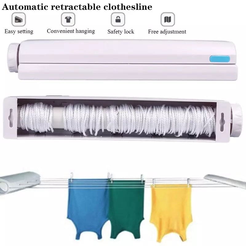 Heavy Duty Retractable 5 Line Hang Drying Rack, Automatic Telescopic Clothesline, Wall Mounted Clothes Line, Flexible Clothesline, Bathroom Clothes Dryer, Balcony Drying Rack Household Clothesline, Retractable Clothes Drying Rack, Drawing Rope