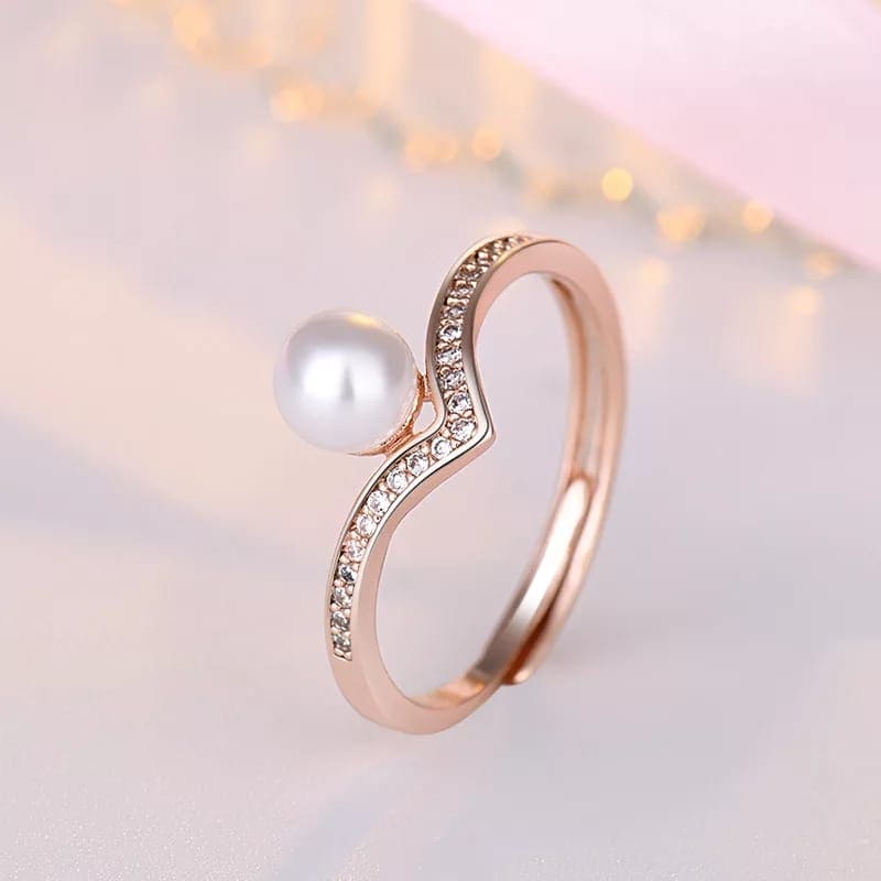 Zircon Gemston Finger Ring, Crystal Pearl Women's Ring