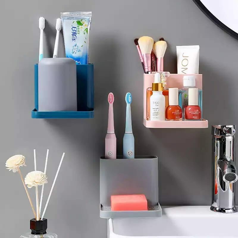 Wall Mounted Multifunctional Toothpaste And Soap Holder, Wall Mounted-Multifunctional Convenient Durable Space Saving, Holder Stand Bathroom Organizer, Bathroom Storage Organizer