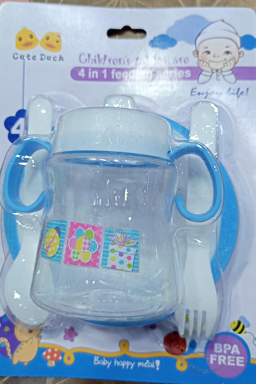 4 In 1 Baby Feeding Spoon, Baby Bowl With Fork And Spoon And Drinking Cup, Feeding Series Training Set