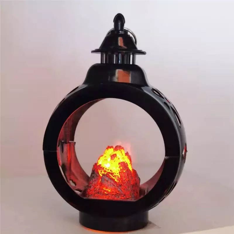 Vintage LED Lantern Light, Retro Round Small Fire Flame Lamp, Decorative Small Lantern Lamp