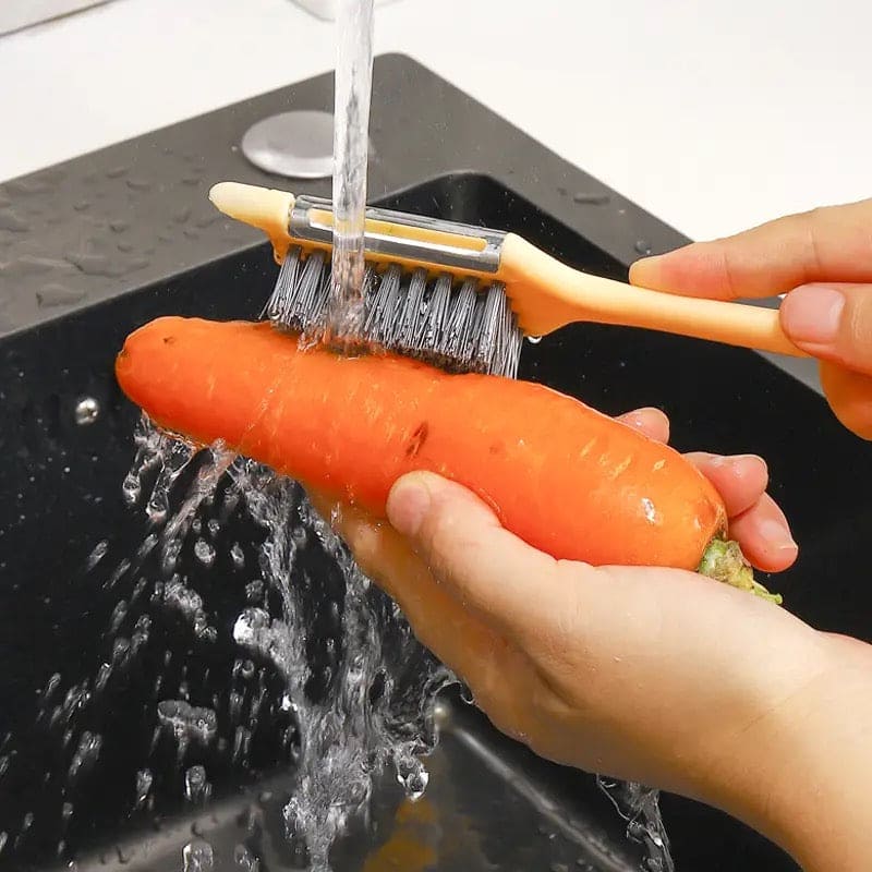 5 In 1 Sharp Peeler, Fruit Peeler With Brush, Kitchen Vegetable Cleaning Brush, Plastic Vegetable Fruit Peeler, Creative Vegetable Fruit Peeler Peeler for Brush  Home Kitchen Tool