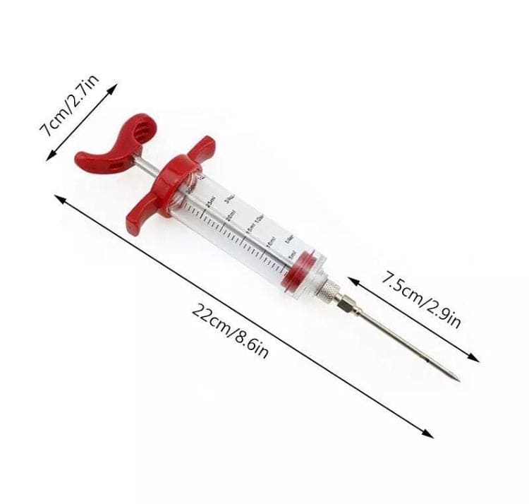 Meat Marinade Seasoning Flavor Injector, Injection Syringe With Screw-on Meat Needle For BBQ Grill
