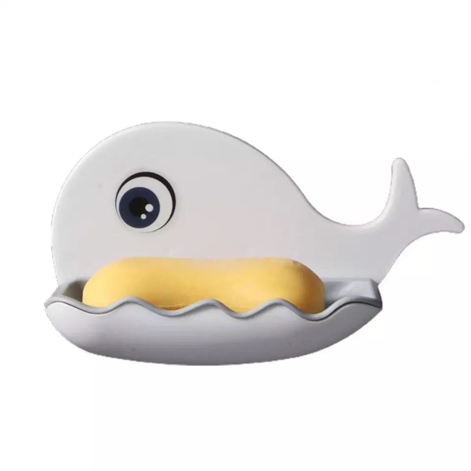 Wall-Mounted Whale Shaped Soap Holder, Hanging Bathroom Soap Tray with Suction Cup, Self Draining Soap Holder for Shower Wall
