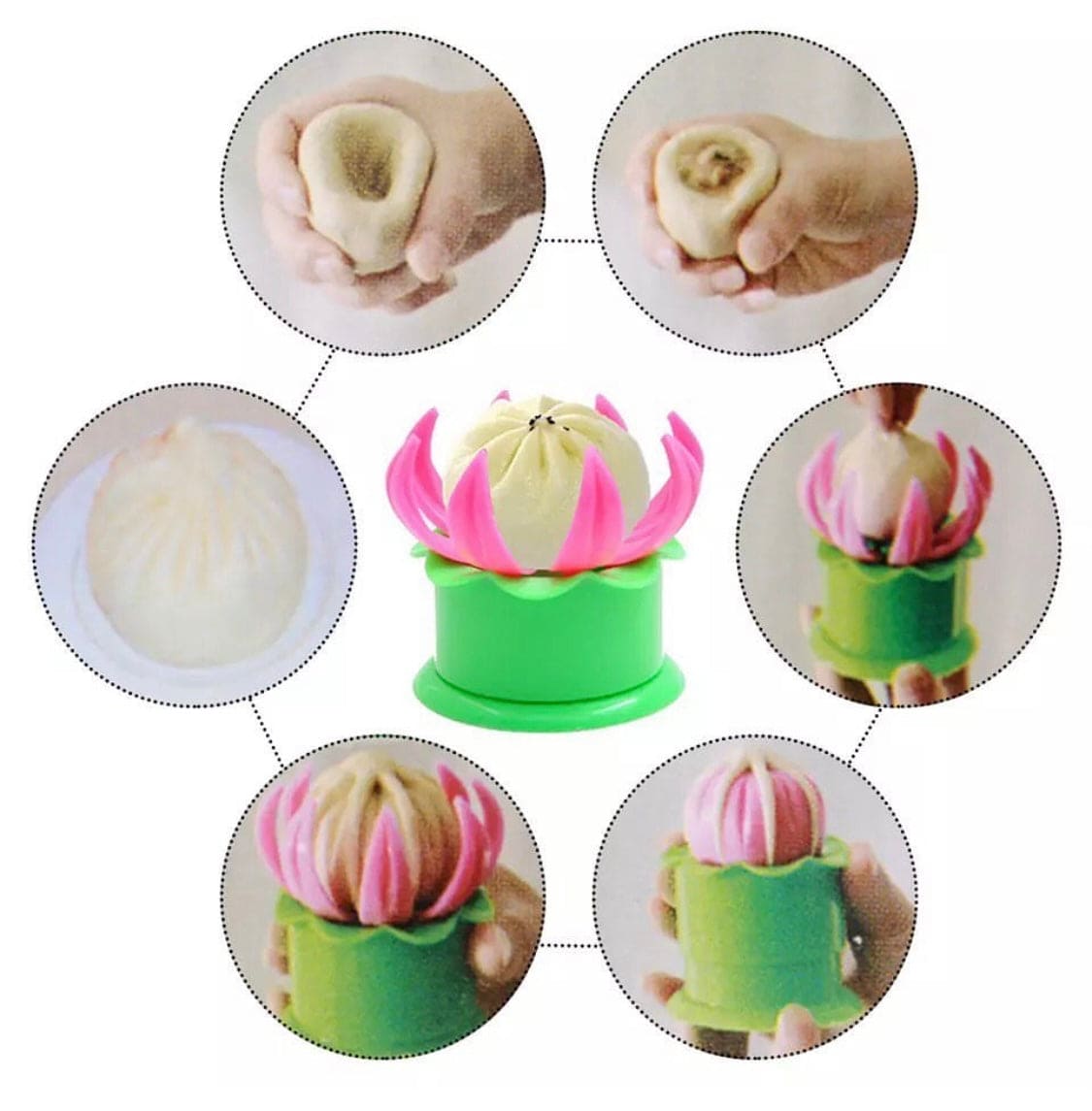 Flower Dumpling Maker, Kitchen DIY Pastry Pie Dumpling Maker, Steamed Stuffed Bun Making Mold, Lotus Flower Chinese Baozi Making Mold