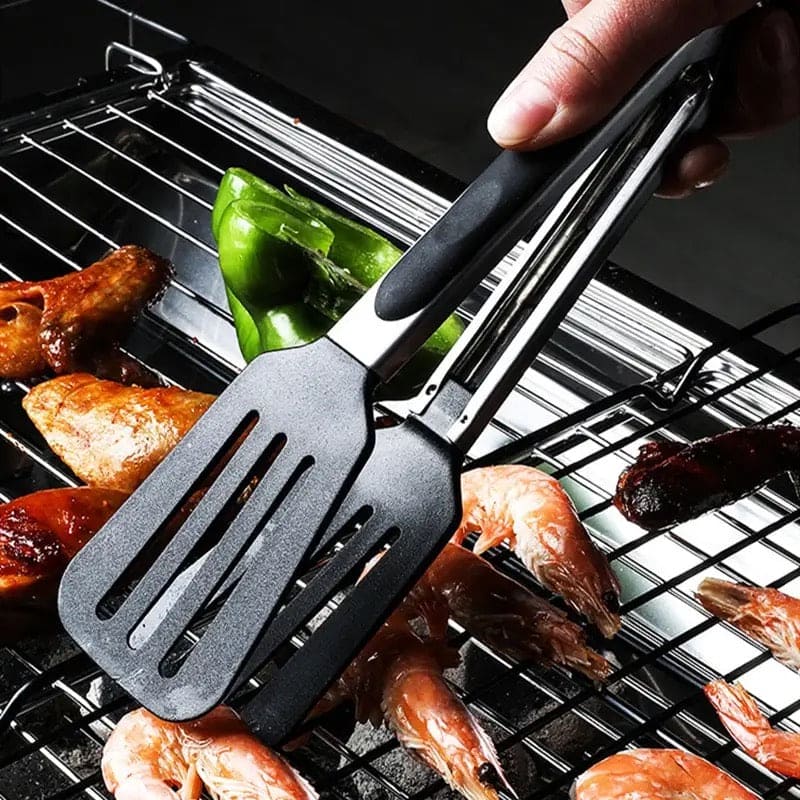 Silicon Non Stick Food Tong, Silicone Food Meat Salad Clamp, BBQ Bread Serving Cooking Clip, Foldable Barbecue Baking Tongs, Nylon Shank Dessert Tweezer Cooking Clamp, Heat-Resistant Bread Steak Serving Clips