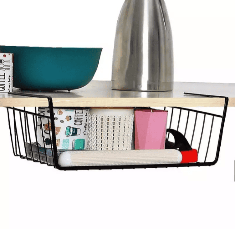 Under Shelf Metal Tray Basket, Desk Organizer Rack, Shelf Hanging Storage Basket, Closet Cabinet Storage Rack, Under Shelf Wire Basket