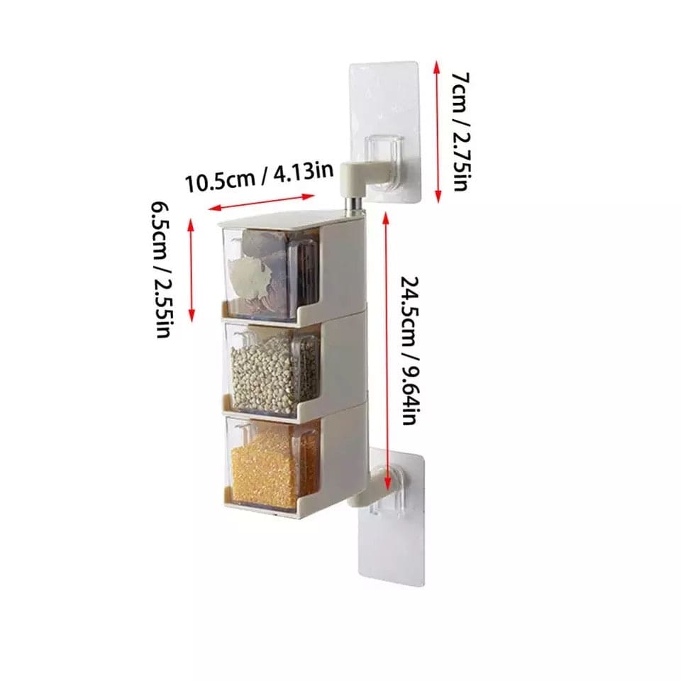 360˚ Degree Rotating Spice Box, Seasoning Storage Box, Kitchen Spice Container