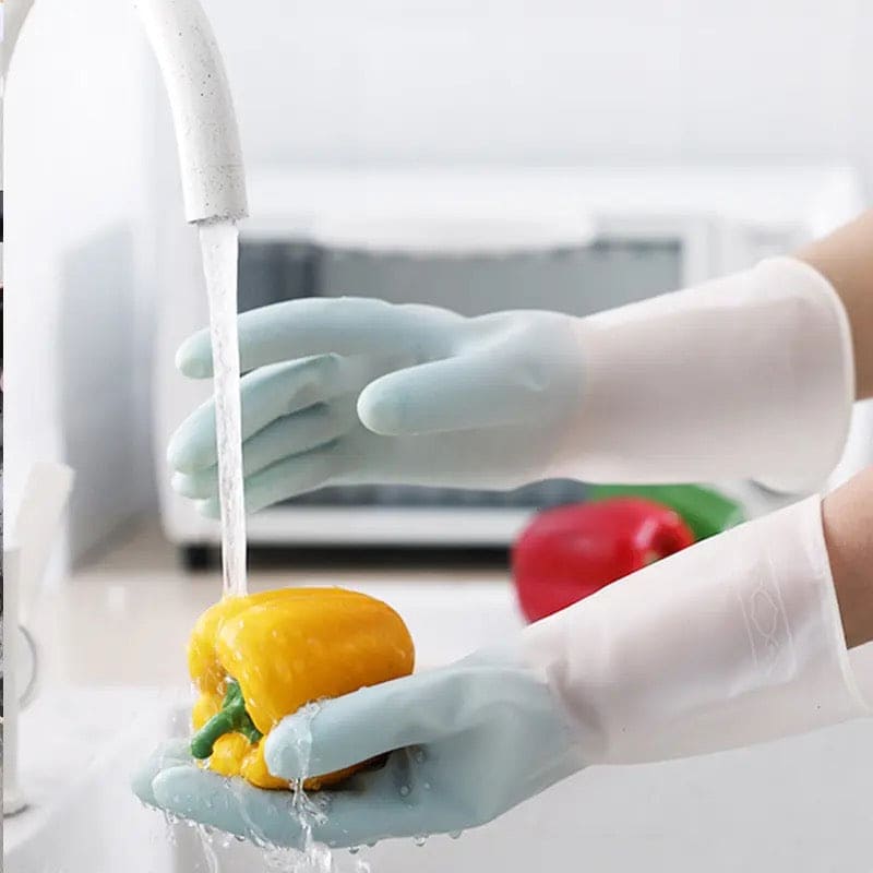 1 Pair Silicone Cleaning Gloves, Dishwashing Cleaning Gloves, Silica Gel Cleaning Gloves Scrubber, Multifunction Silicone Cleaning Gloves, Durable Scrubber Rubber Gloves, Waterblock Reusable Household Cleaning Gloves