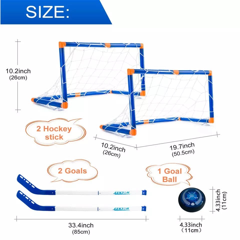 4 In 1 Air Power Hover Floating Soccer Football Toy With Light Flashing, Foldable Football Goal Post Net Set