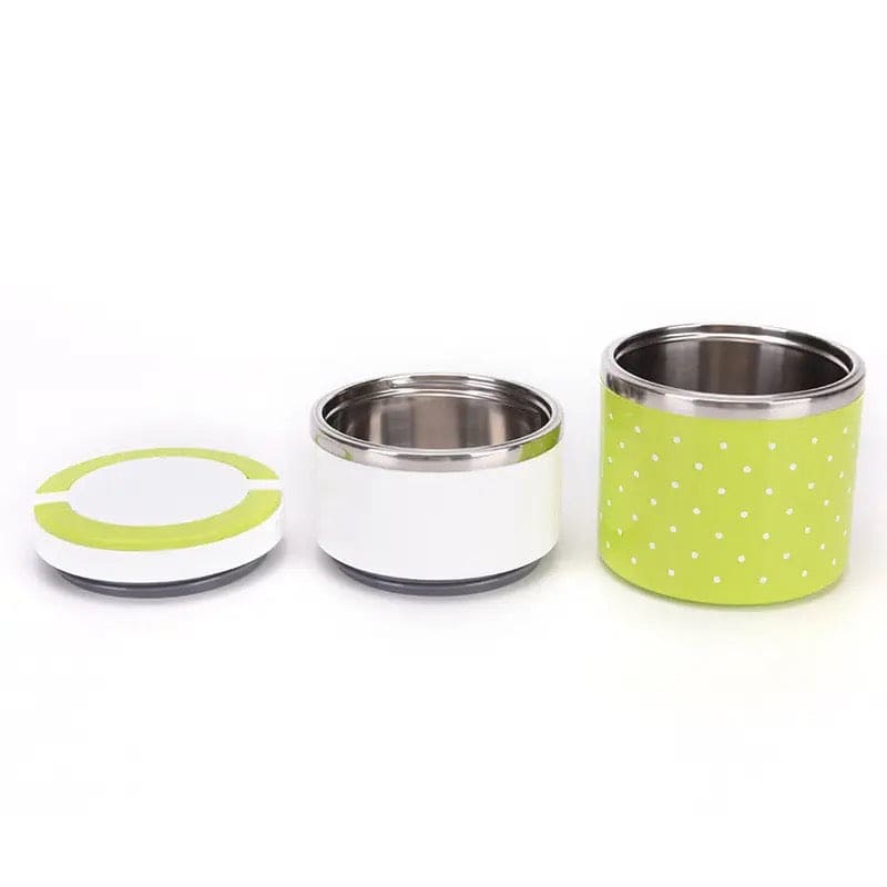 Portable Dotted Tiffin Box, Stainless Steel Bento Student Lunch Box, Round Thermal Lunch Box, Leak-Proof Food Container Bento Box, Bento Box with Cover Sealed Lunch Box, Steel Insulated Lunch Box