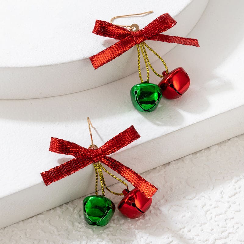 Christmas Tree Bell Earrings, Creative Holiday Party Dangle Earrings, Bell Earring Women Fashion Jewelry, Bow Style Earrings