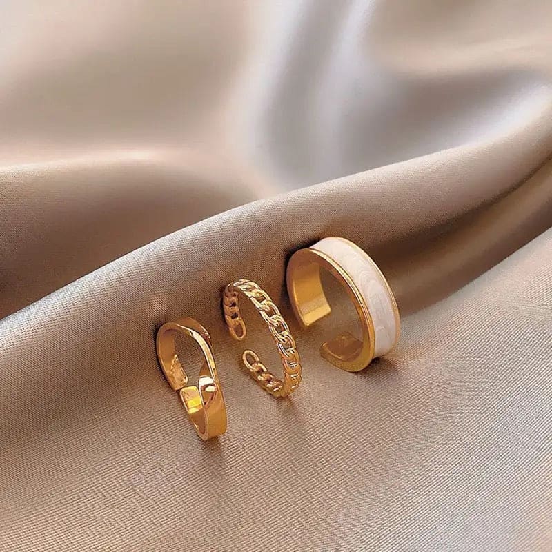 Creative Three Piece Opening Rings For Women, Hollow Round Opening Women Finger Ring, Hip Hop Cross Rings