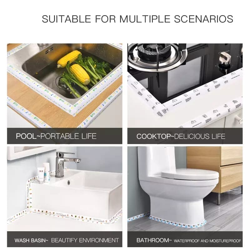 Kitchen Sink Waterproof Tape, 5 Meter Anti-mold Waterproof Tape, Bathroom Countertop Toilet Gap, Self-adhesive Seam Stickers, Bath Sealing Strip Tape, Self Adhesive Waterproof Wall Sticker Sink Edge Tape
