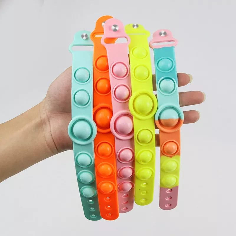 Push Pops Bubble Bracelet,  Silicone Simple Dimple Toy, Anti Stress Pop Up Wrist Band, Silicone Antistatic Bracelet Wristband Toys for Kids, Push Poke Bubble Anti stress