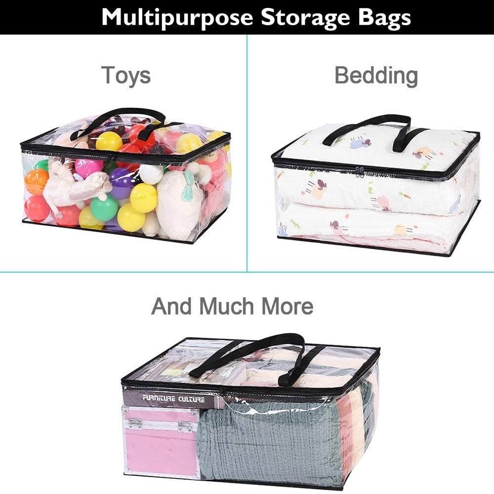 Comforter Storage Bag, Transparent Moving Totes with Sturdy Zipper, Zipper Bag For Clothes, Blankets & Comforter