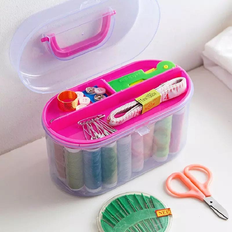 Mini Travel Sewing Box With Color Needle Threads, Sewing Supplies Organizer For Travel, Basic Emergency Sewing Kits Tools Set