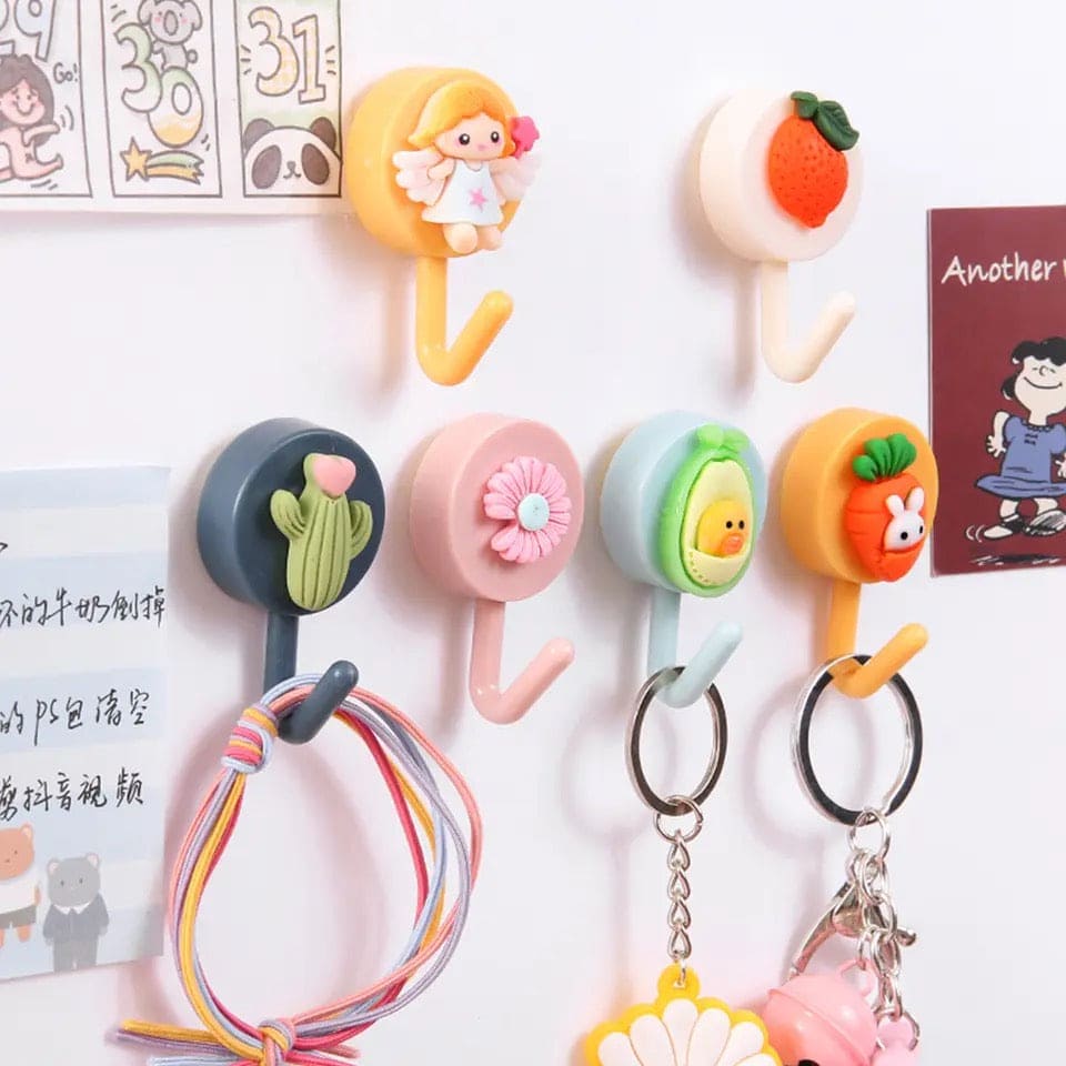 Set Of 10 Cute Cartoon Wall Hook, Cute Wall Hooks Key Holder, Cartoon Fruits Shape Hook For Kids Room Home Decor, Coat Towel Hanging Plastic Mask Holder, Kitchen Bathroom Organizer Wall Decor, Home Accessories