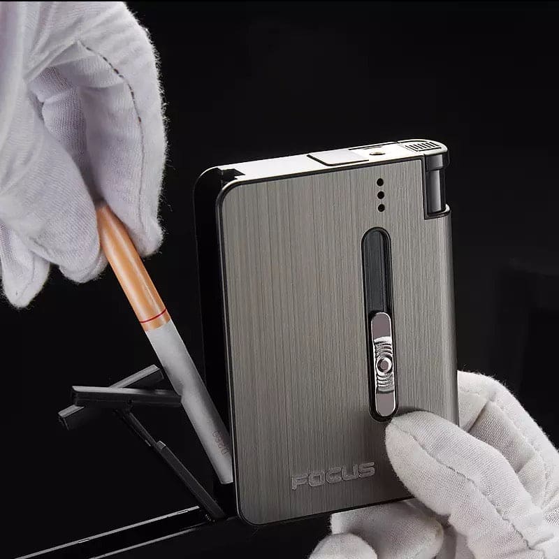 Focus Automatic Lighter, Automatic Cigarettes Holder, 10 Pcs Cigarette Case, Portable Automatic Cigarette Holder Without Lighter, Metal Cigarette Boxes, Lighter Gadget For Men, Multifunction Cigarette Holder