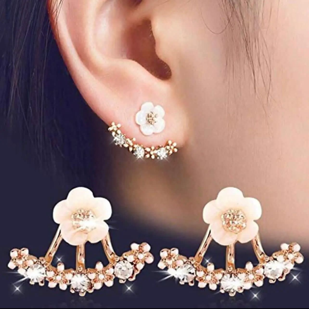 Daisy Flower Earrings, Delicate Flower Stud Earrings For Women, Zircon Flower Earrings,  Beautiful Crystal Flower Earring Jewelry For Women, Wedding Engagement Zircon Pendant Earrings Jewelry
