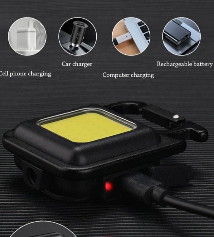 Mini Square LED Flashlight, Portable Pocket Flashlight Keychains, Rechargeable For Outdoor Camping, Emergency Lamps Work Light, Multifunction Portable Pocket Light, COB Inspection Light