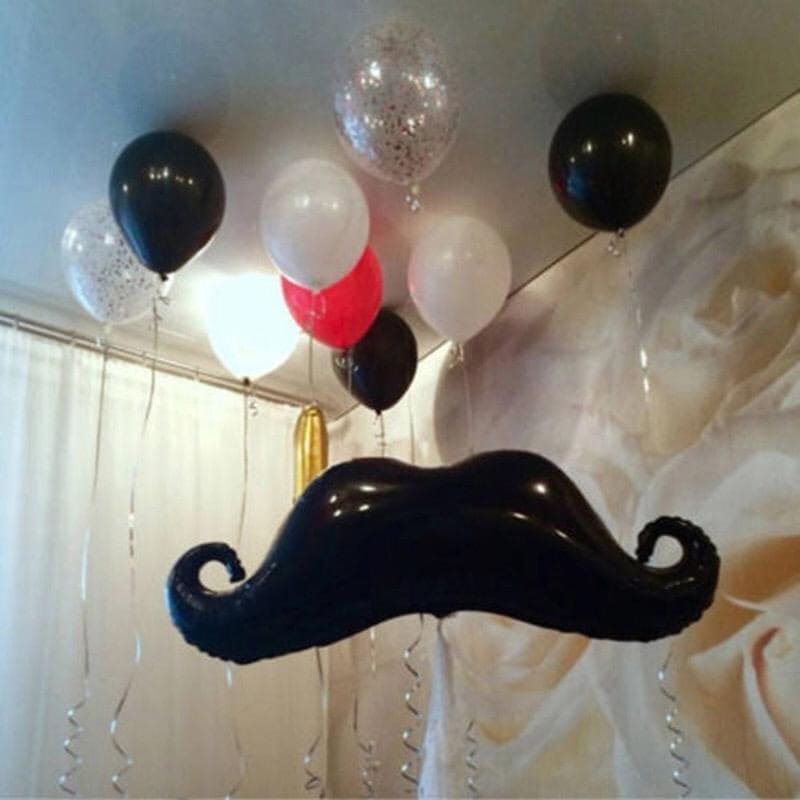 Moustache Foil Helium Balloon, Black Mustache Shape Foil Balloons