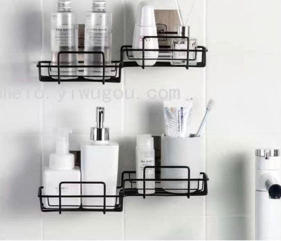 2 Step Shower Basket Shelf, Shampoo Holder Storage Rack, Wall-mounted Stainless Steel Bathroom Shelf, Free Punch Condiment Storage Basket, Kitchen Bathroom Storage Organizer