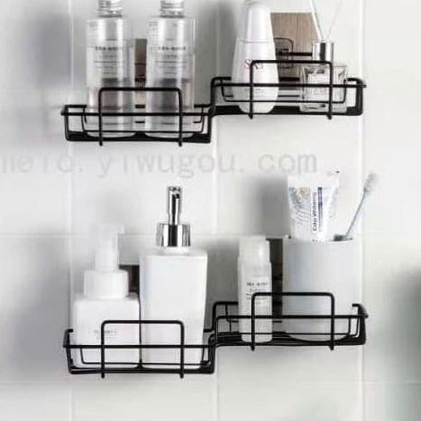 2 Step Shower Basket Shelf, Shampoo Holder Storage Rack, Wall-mounted Stainless Steel Bathroom Shelf, Free Punch Condiment Storage Basket, Kitchen Bathroom Storage Organizer