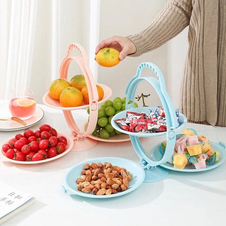 3 Layer Folding Fruit Plate, Snacks Tray, Display Stand for Snacks