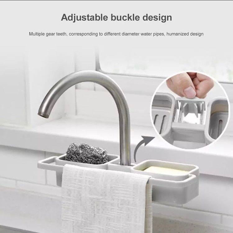 Adjustable Sink Storage Rack, Stainless Steel Sponge Holder, Adjustable Sink Hanging Brush