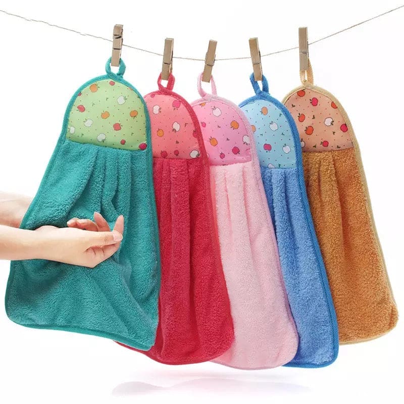 Set Of 2 Hanging Towel, Cute Cartoon Absorbent Cleaning Cloth, Thick Custom Hand Towel, Dishcloths Printing Absorbent Cloth, Bathroom Hanging Wipe, Kitchen Towel