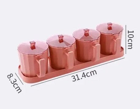4 Pcs Candy Seasoning Box, Cruet Condiment Bottle Jars, Sugar Storage Seasoning Set, Household Kitchen Seasoning Box, Kitchen Combination Seasoning Box, Kitchen Spice Container Storage Box, Seasoning Spice Pots With Cover and Spoon