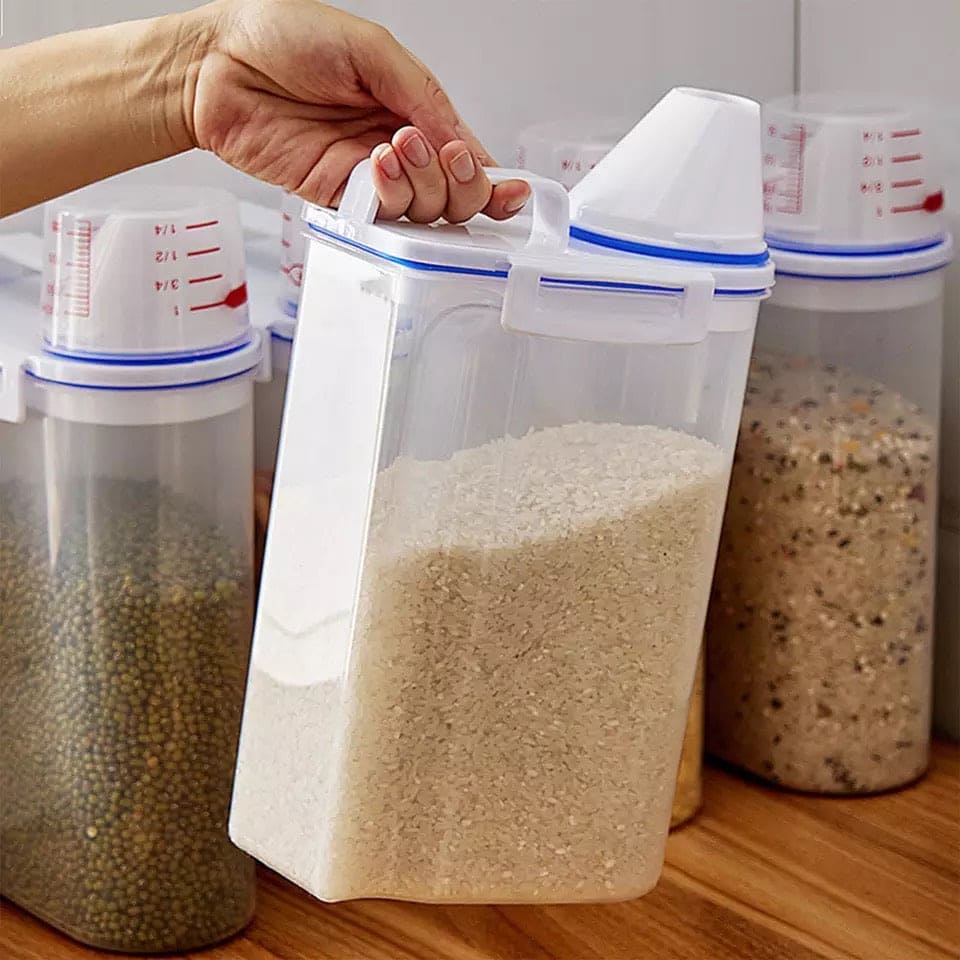 Amazing Airtight 2Kg Plastic Cereal Dispenser Storage Box, Food Grain Rice Container With Dispensing Mouth, Bottle Case For Food Seeds