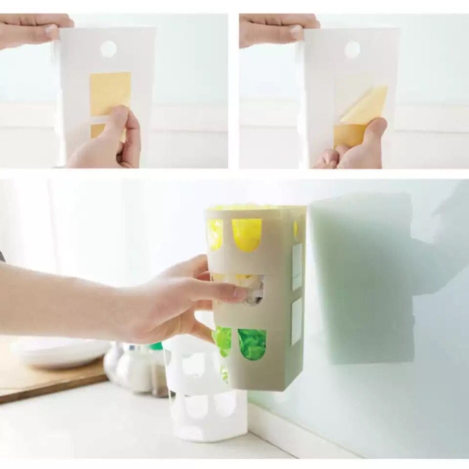 Wall-Mounted Garbage Bags Storage Basket, Multipurpose Plastic Bags Holder, Plastic Carrier Basket, Hollow Trash Bag Storage Holder
