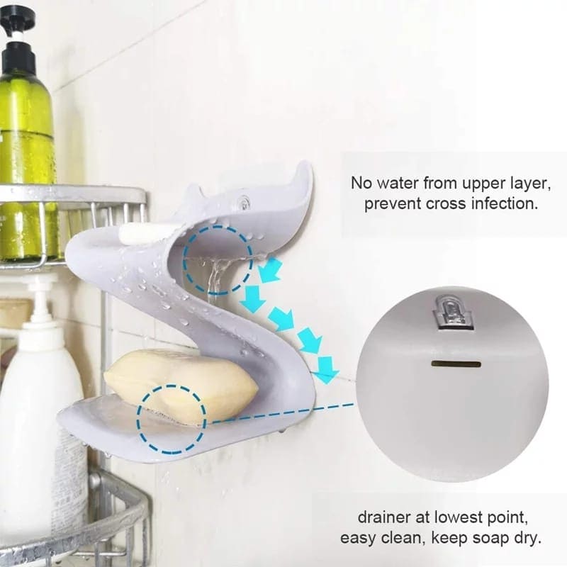 Double Layer Soap Holder, Strong Sponge Soap Holder, Wall Mounted Soap Dish Rack, Wave Soap Holder
