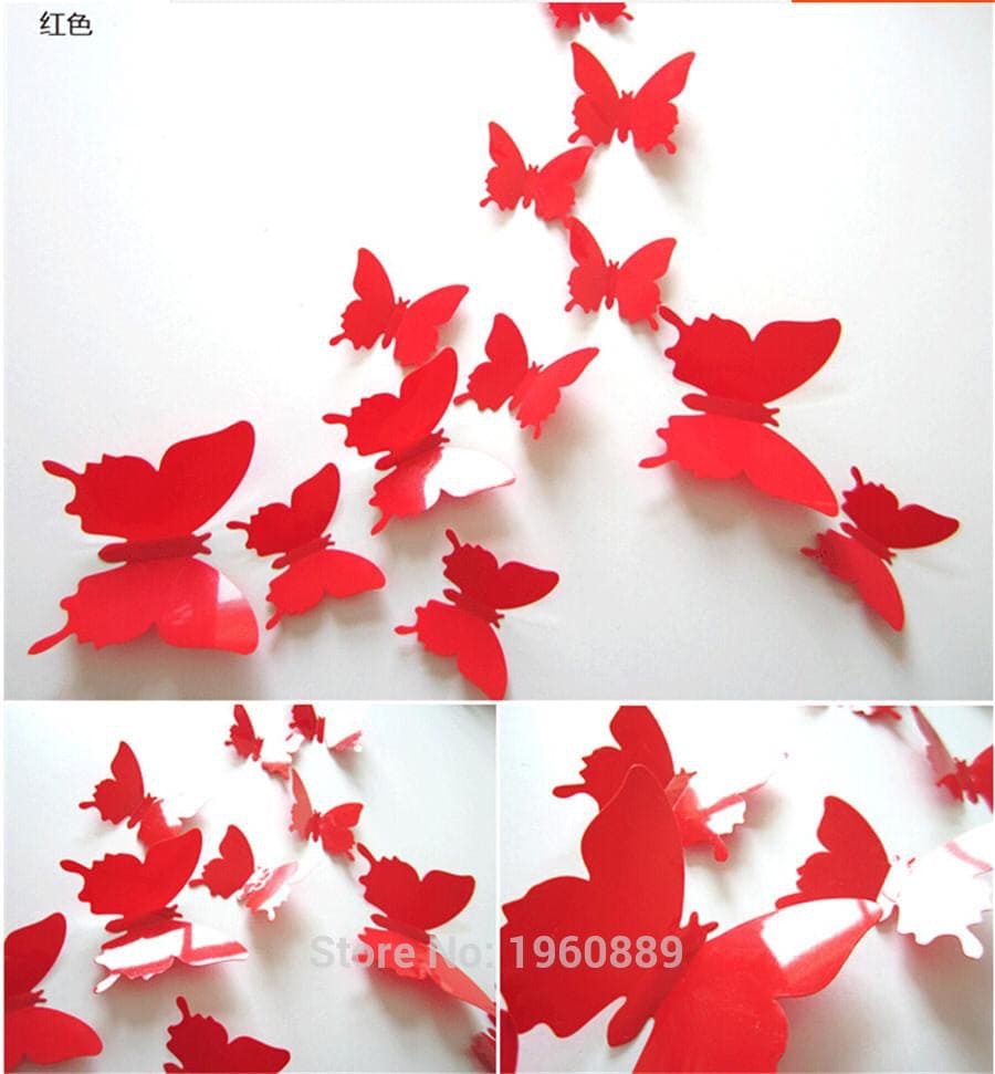 12pcs 3D Butterfly Wall Stickers, Home Decorations Kids Room, Butterfly Removable Wall Decals
