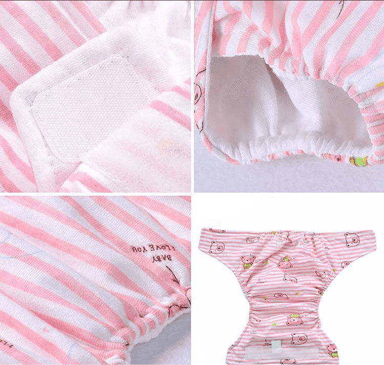 Breathable Baby Diaper, Reusable Soft Cotton Nappy, Washable Baby Cloth Diaper