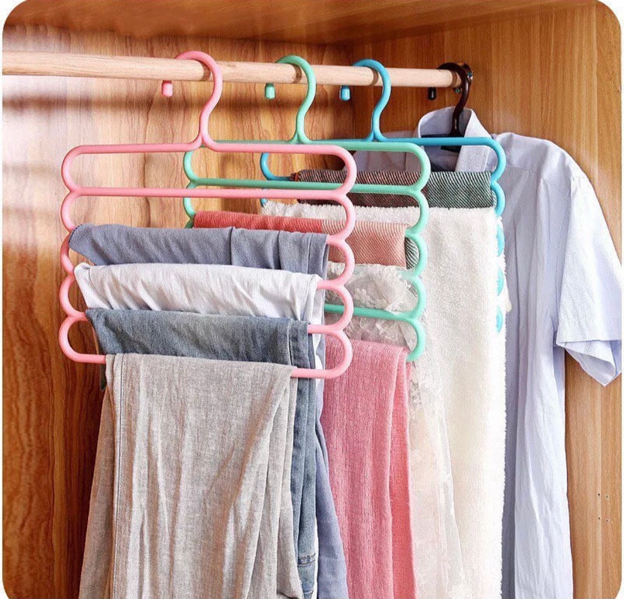 5 Layer Colorful Hanger, Multifunctional Clothes Hanger, Pants Hangers, Holders Trousers, Hanger Storage Rack, Clothes Hanger, Wardrobe Closet Organization, Clothing Hangers